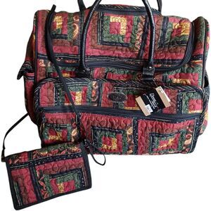 NWT Donna Sharp Set Quilted Patchwork Roller Carry On 19” Travel Bag & Crossbody